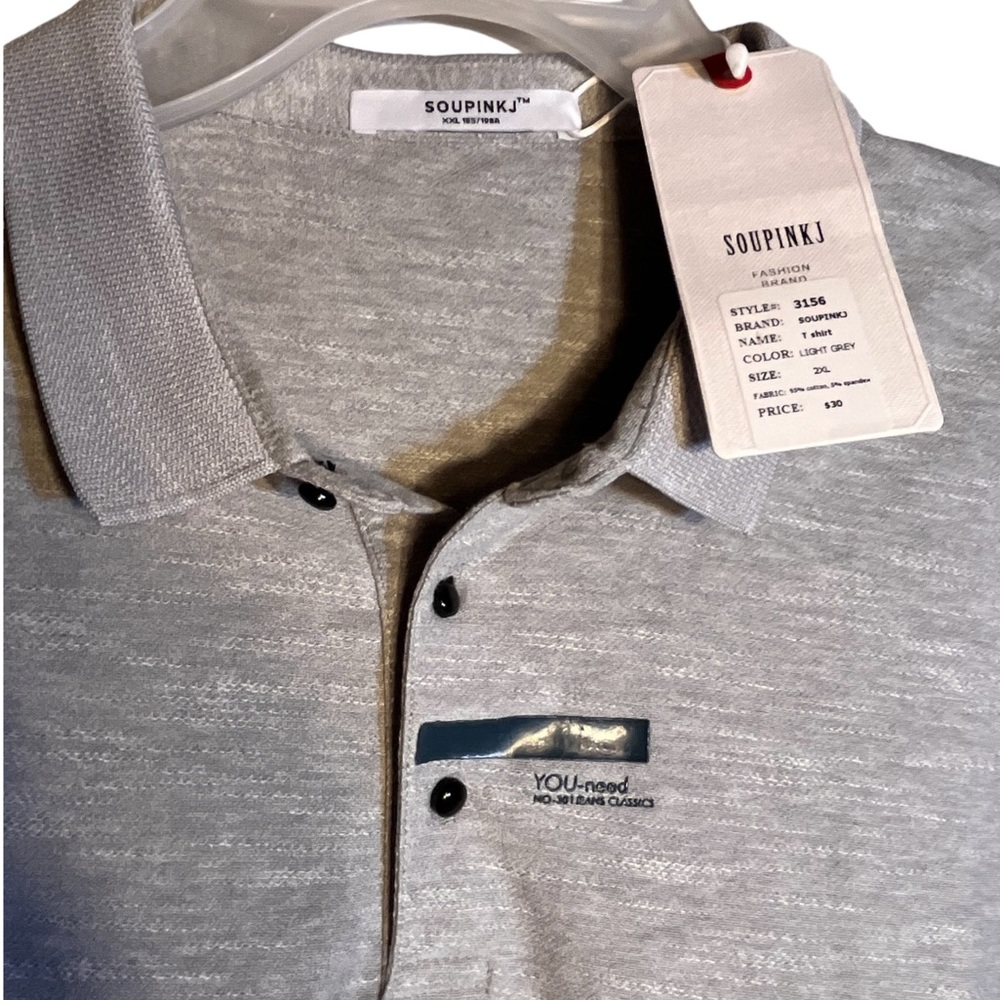 "New with Tags! SoupinkJ Men's Short Sleeve Shirt - XXL - Grey"